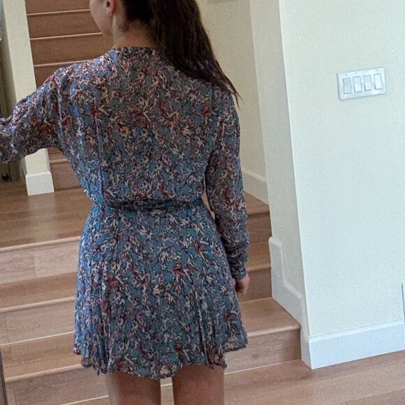 IRO Bustle Dress Mini Long-Sleeve Blue Size US 34/XS - Picture 4 of 6